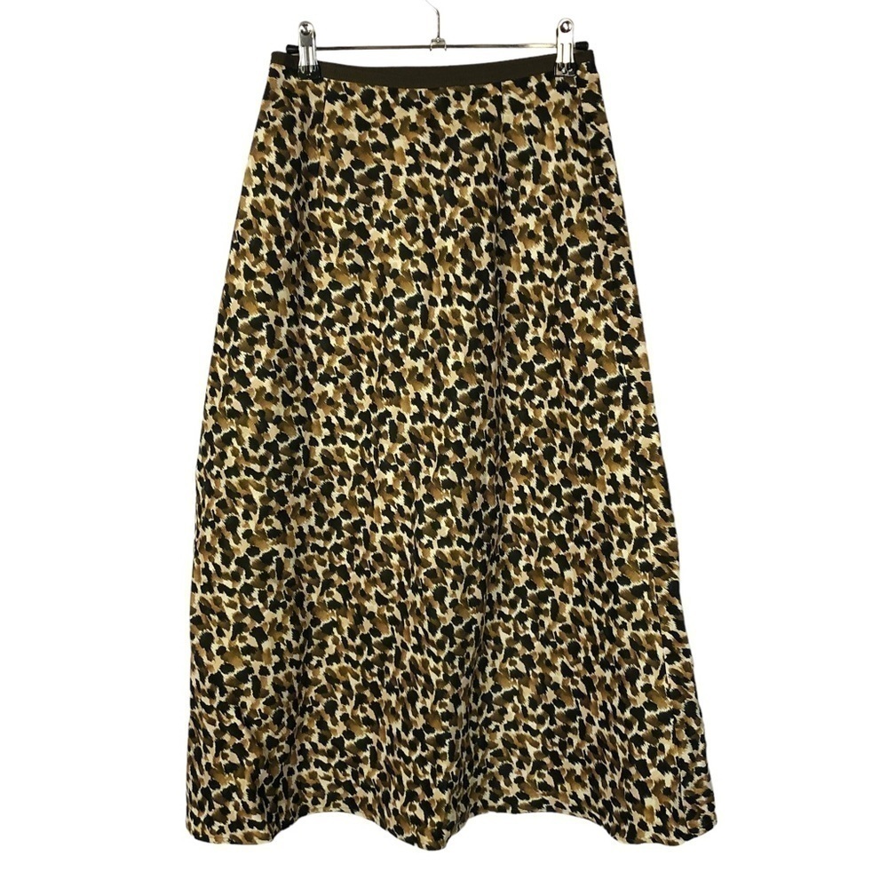 Talbots Brown Animal Print A-Line Linen‎ Silk Maxi Skirt 2